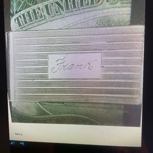 COPY - Vintage engraved “Frank” silver tone money clip ID holder